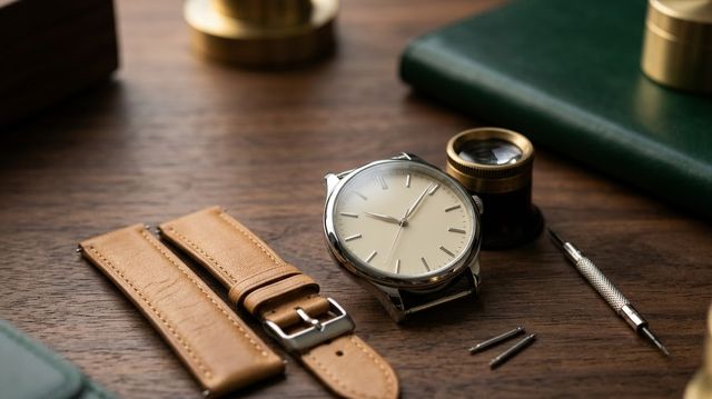 Exquisite mechanical watch movement with polished brass gears, ruby jewel bearings, and balance wheel